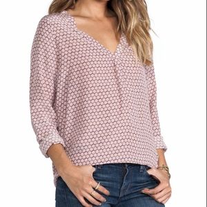 JOIE pink floral tile print silk Daryn top, size xsmall